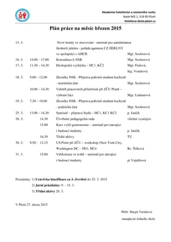 Pl&aacute;n pr&aacute;ce na měs&iacute;c březen 2015